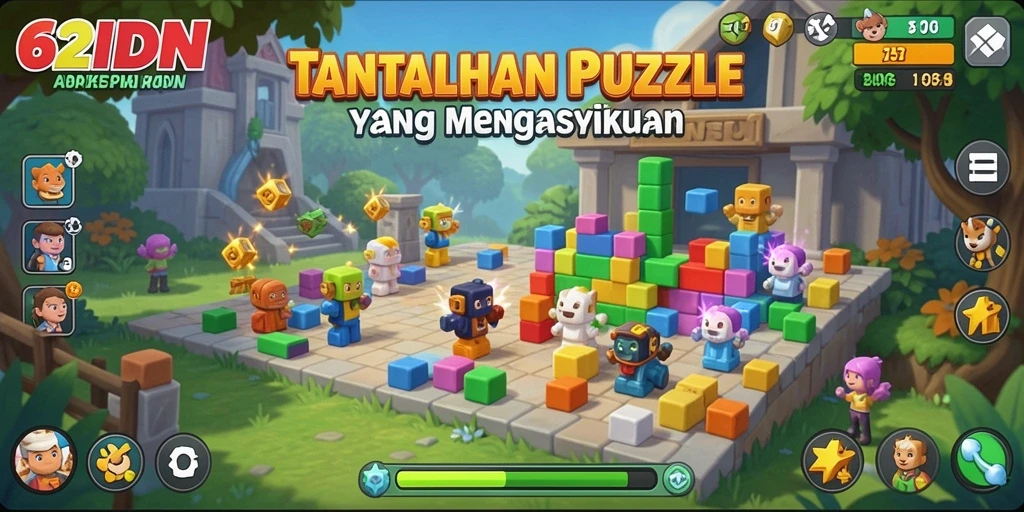 Screenshot gameplay 62IDN menampilkan momen seru dalam menyelesaikan puzzle.