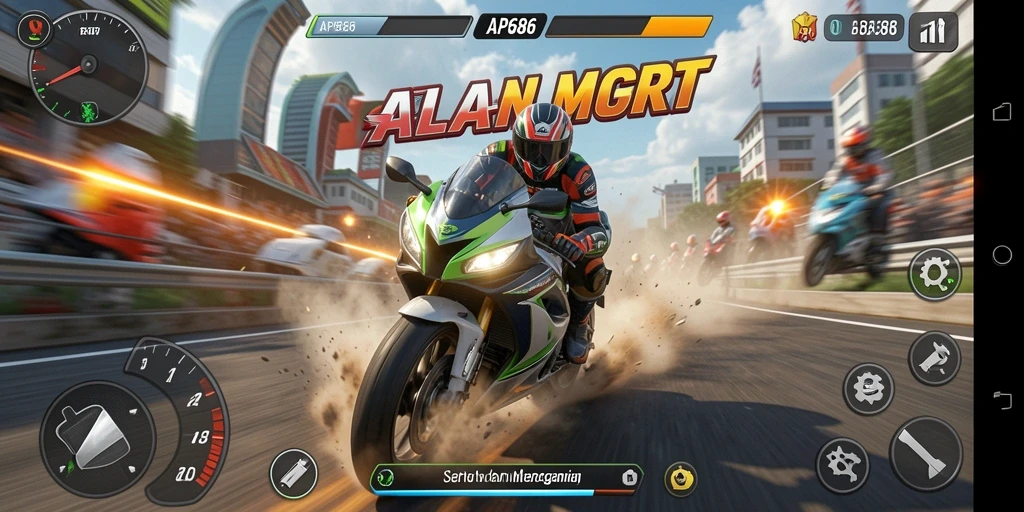 Gameplay balap motor yang mengesankan dan mendebarkan di AP686.
