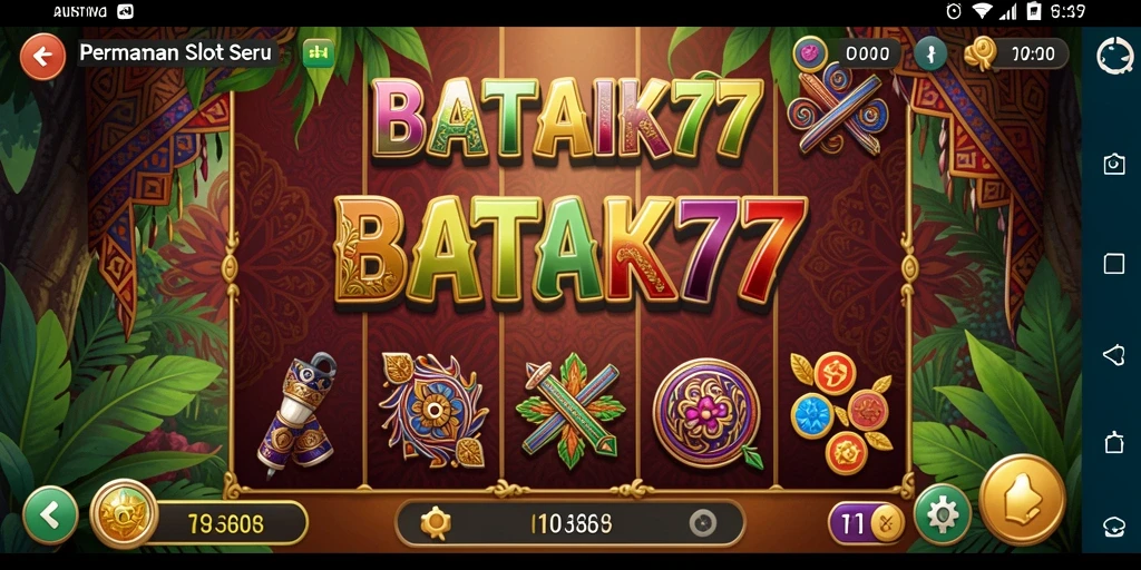 Tampilan gameplay seru dari BATIK77 dengan desain slot menarik.
