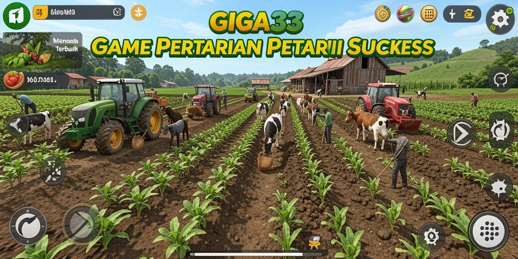 Tampilan gameplay GIGA33 dengan aktivitas bertani yang menarik.