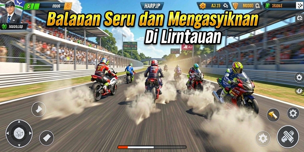 Gameplay Racing yang seru dan penuh aksi dalam HARAPJP.