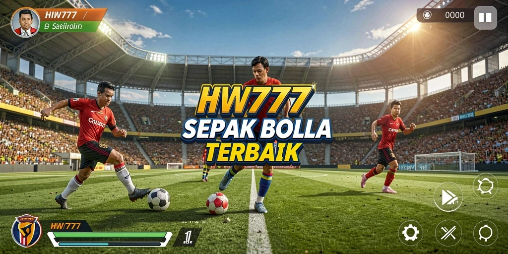 Tampilan gameplay menegangkan dengan aksi sepak bola yang seru.