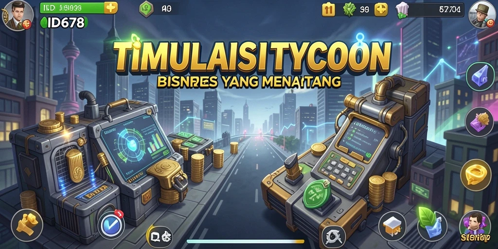 Tampilan gameplay menarik dari ID678 yang menunjukkan manajemen bisnis Tycoon.