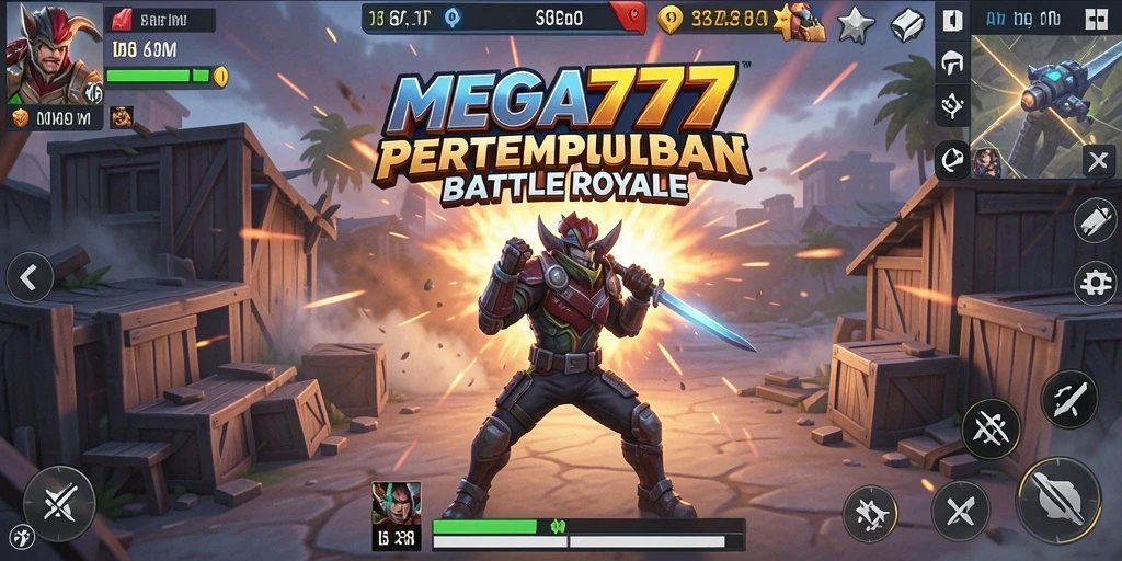 Tangkapan layar gameplay MEGA777 dalam pertempuran Battle Royale.