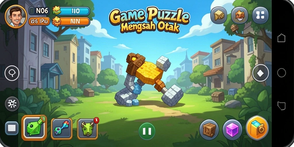 Tampilan gameplay N06 yang penuh warna dan menantang.