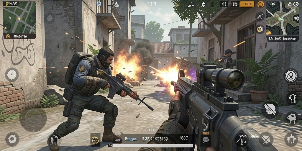 Screenshot gameplay PK95 menampilkan pertempuran seru dengan grafis memukau.