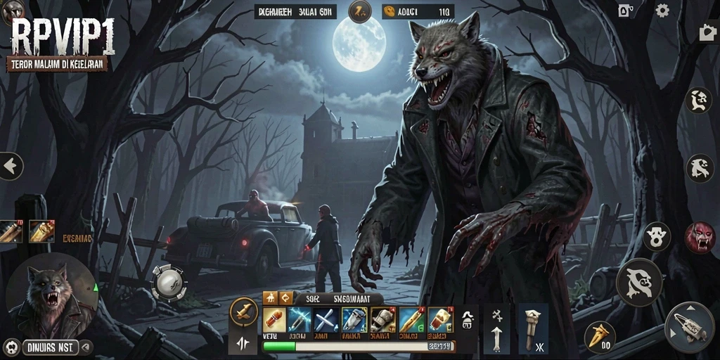 Screenshot gameplay RPVIP1 menampilkan suasana horor yang mencekam.