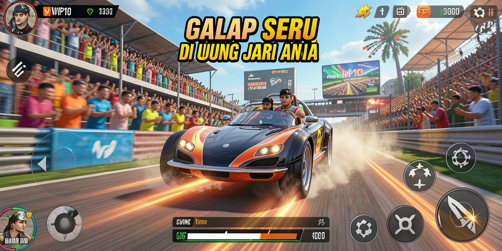 Tampilan menarik dari gameplay seru SVIP10 di trek balap.