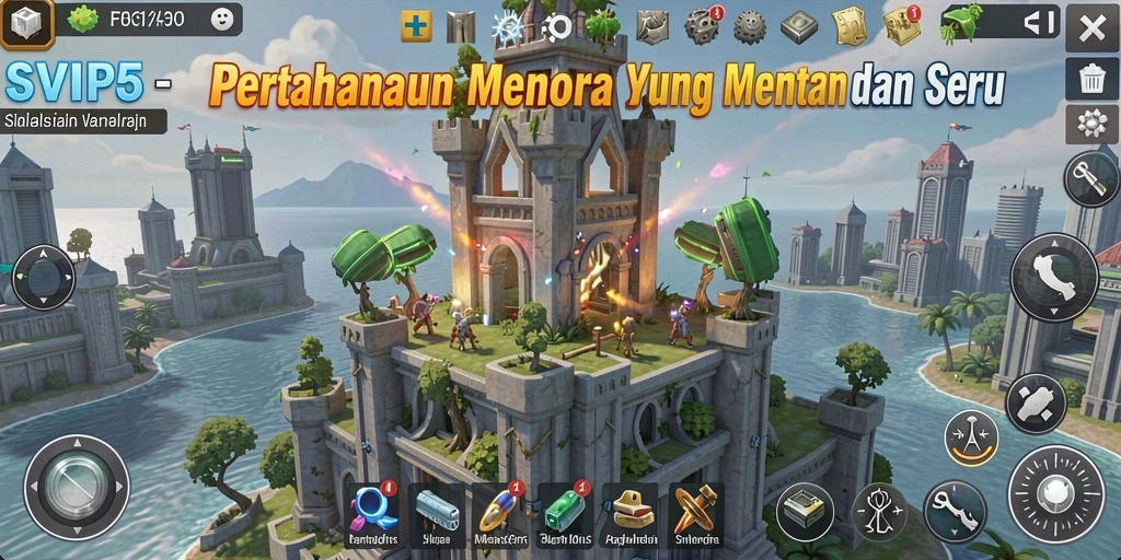 Gameplay seru SVIP5 menampilkan pertahanan menara yang mendebarkan.