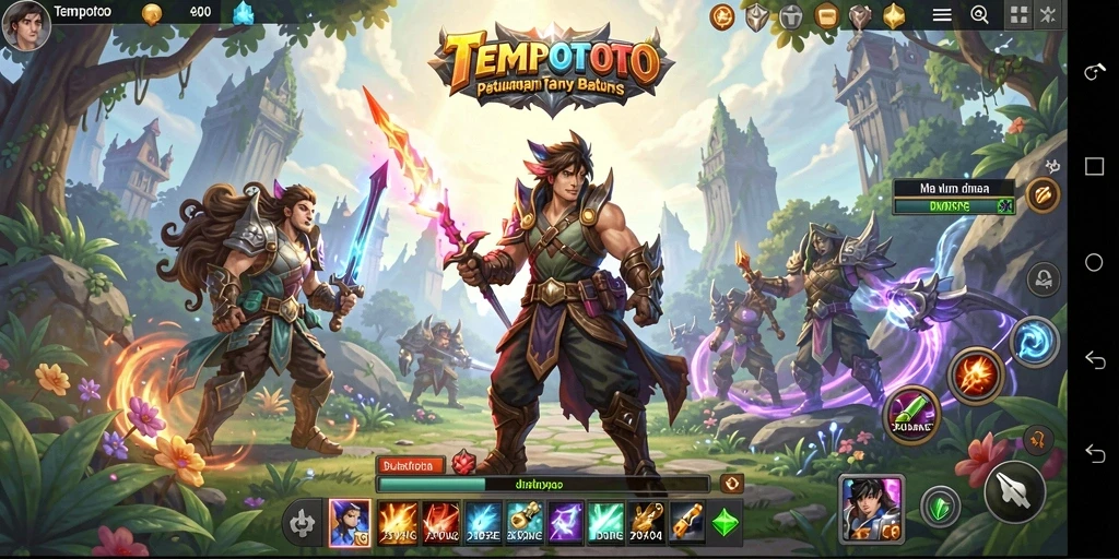 Gameplay seru di TEMPOTOTO dengan pertarungan multiplayer.