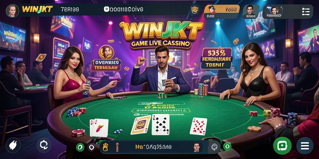 Screenshot gameplay WINJKT menunjukkan dealer profesional dan antarmuka yang intuitif.